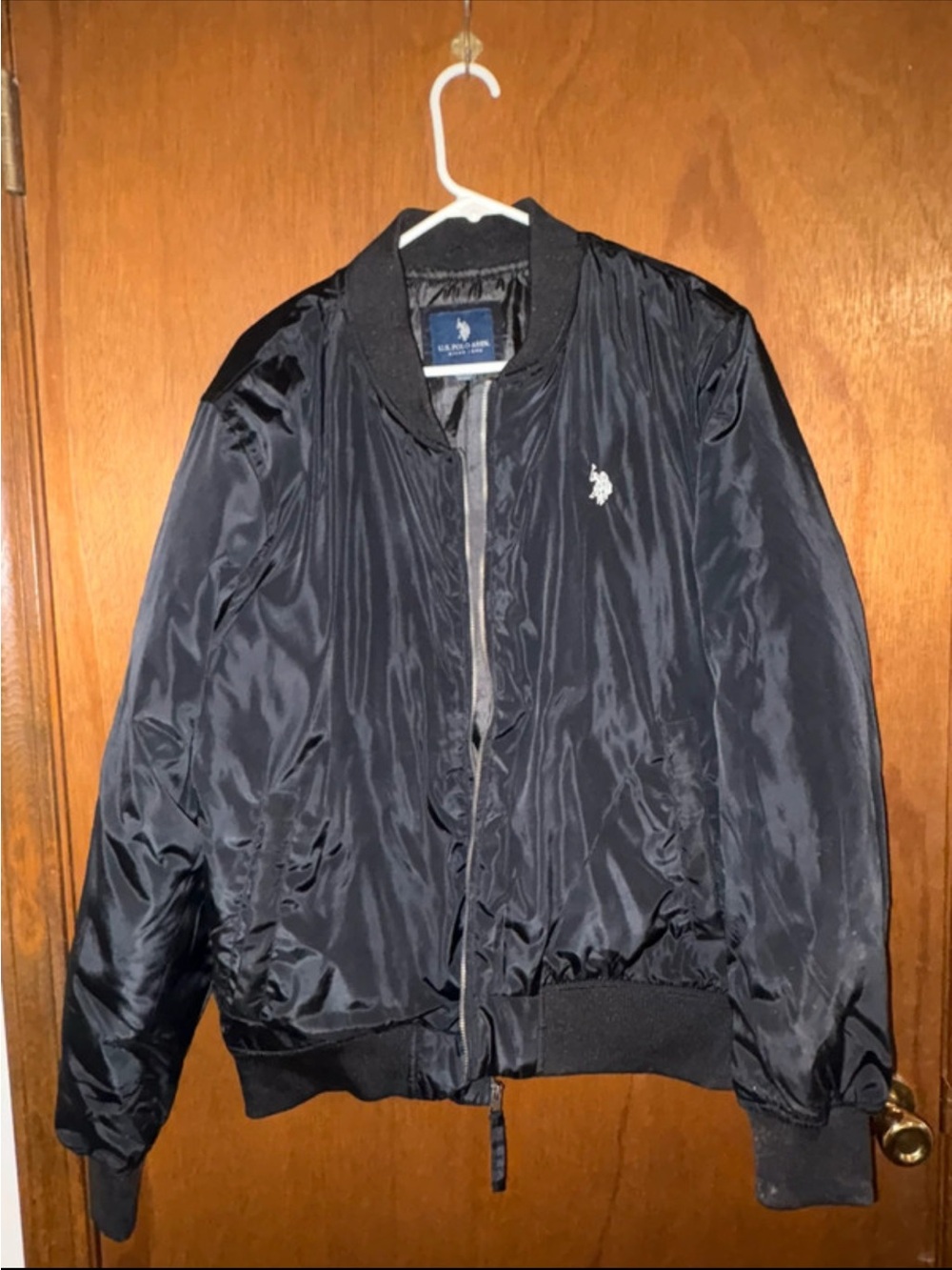 U.S. Polo Assn. Men's Black Bomber Jacket with Polo Logo